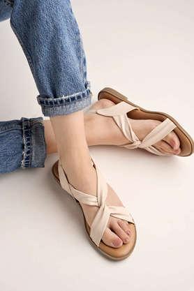 synthetic slipon girls casual sandals - cream