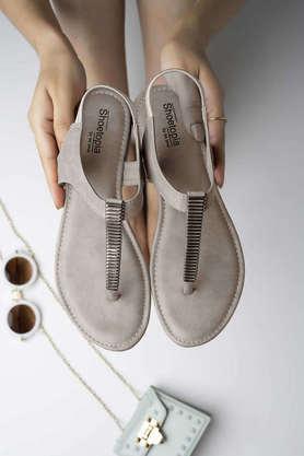 synthetic slipon girls casual sandals - grey