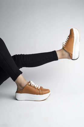 synthetic slipon girls sport shoes - tan
