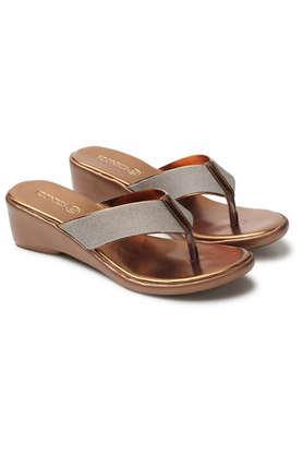 synthetic slipon women's casual sandals - antique