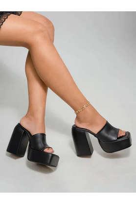 synthetic slipon women's casual sandals - black