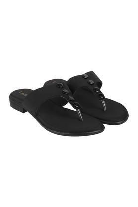synthetic slipon women's casual sandals - black
