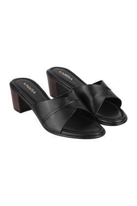 synthetic slipon women's casual sandals - black