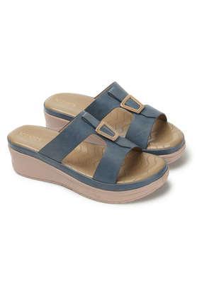 synthetic slipon women's casual sandals - blue