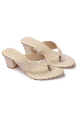 synthetic slipon women's casual sandals - cream
