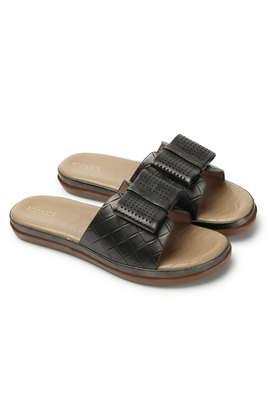 synthetic slipon women's casual sandals - dark grey