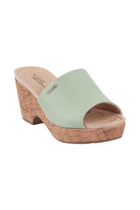 synthetic slipon women's casual sandals - green