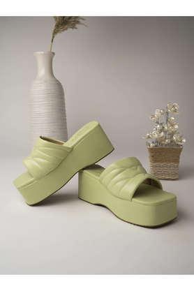 synthetic slipon women's casual sandals - green