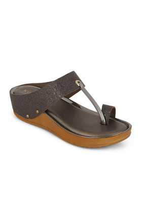 synthetic slipon women's casual sandals - gunmetal