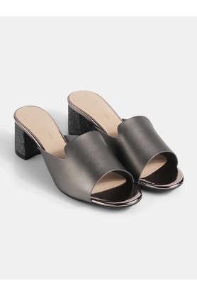 synthetic slipon women's casual sandals - gunmetal