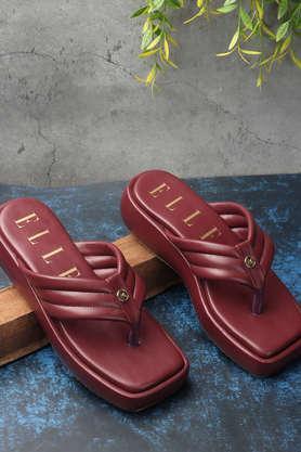 synthetic slipon women's casual sandals - maroon