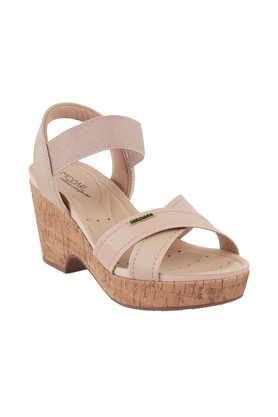 synthetic slipon women's casual sandals - natural