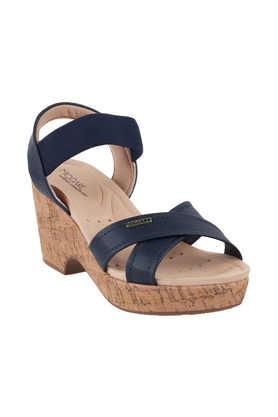 synthetic slipon women's casual sandals - navy