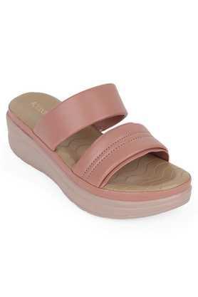 synthetic slipon women's casual sandals - peach