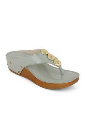 synthetic slipon women's casual sandals - pista green