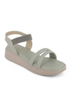 synthetic slipon women's casual sandals - pista green