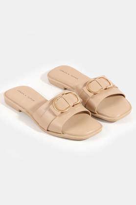 synthetic slipon women's casual slides - natural