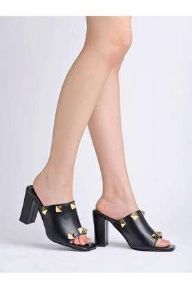 synthetic slipon women's casual wear block heels - black