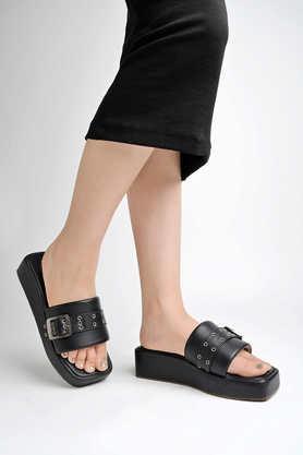 synthetic slipon women's casual wear sandals - black