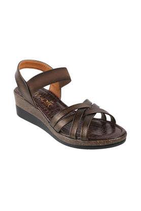 synthetic slipon women's casual wear sandals - bronze