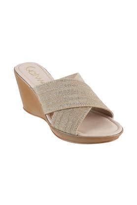 synthetic slipon women's casual wear sandals - natural