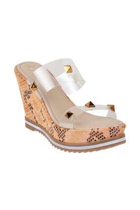 synthetic slipon women's casual wear sandals - natural