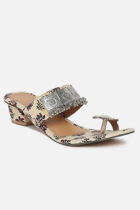 synthetic slipon women's ethnic sandals - cream