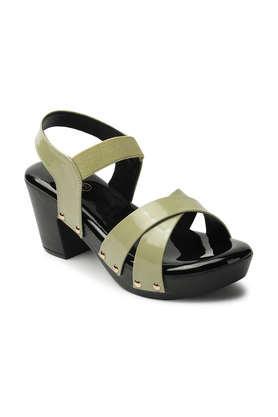 synthetic slipon women's party wear sandals - green