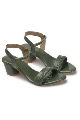 synthetic slipon women's party wear sandals - olive
