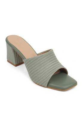 synthetic slipon women's party wear sandals - olive