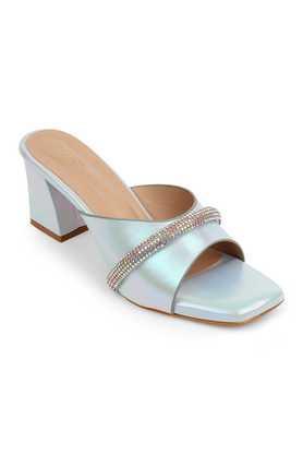 synthetic slipon women's party wear sandals - sky blue