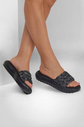 synthetic slipon women's slippers - black