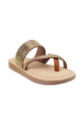 synthetic slipon womens casual flip flops - bronze