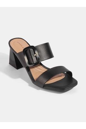 synthetic slipon womens casual sandals - black