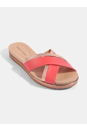 synthetic slipon womens casual sandals - coral