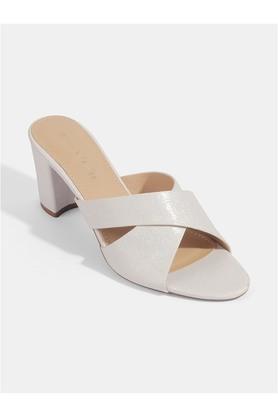 synthetic slipon womens casual sandals - white