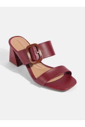 synthetic slipon womens casual sandals - wine