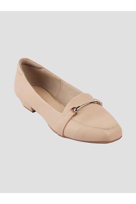 synthetic slipon womens casual wear loafers - cream