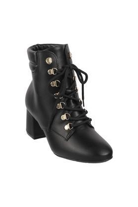 synthetic slipon womens formal boots - black