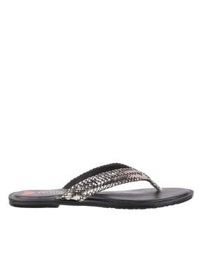 synthetic thong-strap  flat sandal