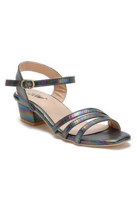 synthetic velcro girls party wear sandals - multi