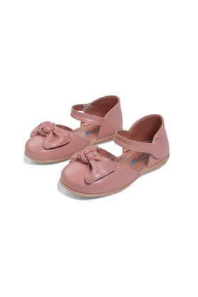 synthetic velcro girls party wear sandals - peach