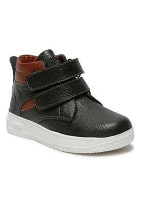 synthetic velcro unisex casual wear boots - black