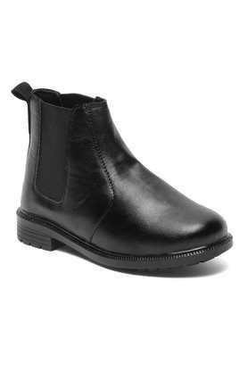 synthetic velcro unisex casual wear boots - black