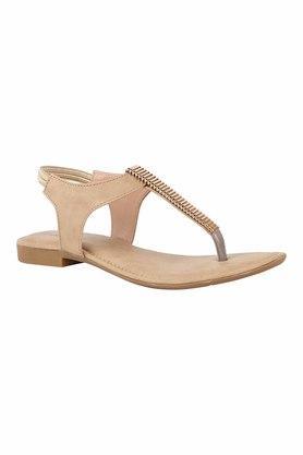 synthetic womens casual sandals - natural
