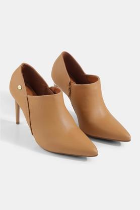 synthetic zipper women's boot - tan