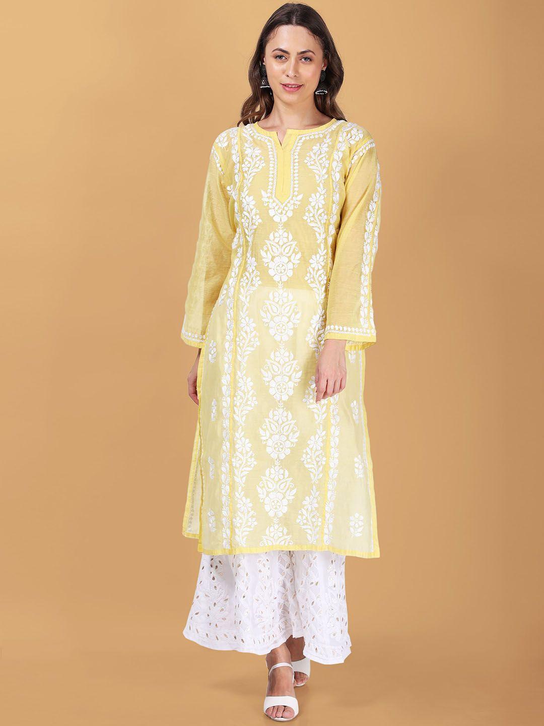 syrish ethnic motifs chikankari chanderi silk kurta