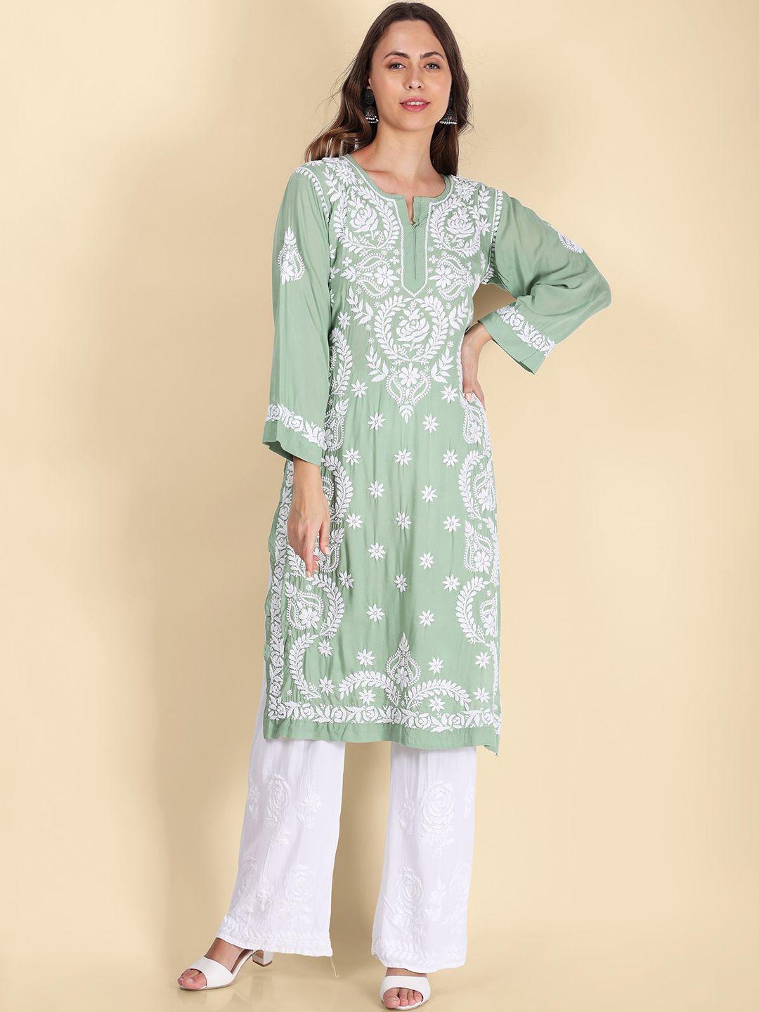 syrish ethnic motifs embroidered chikankari kurta