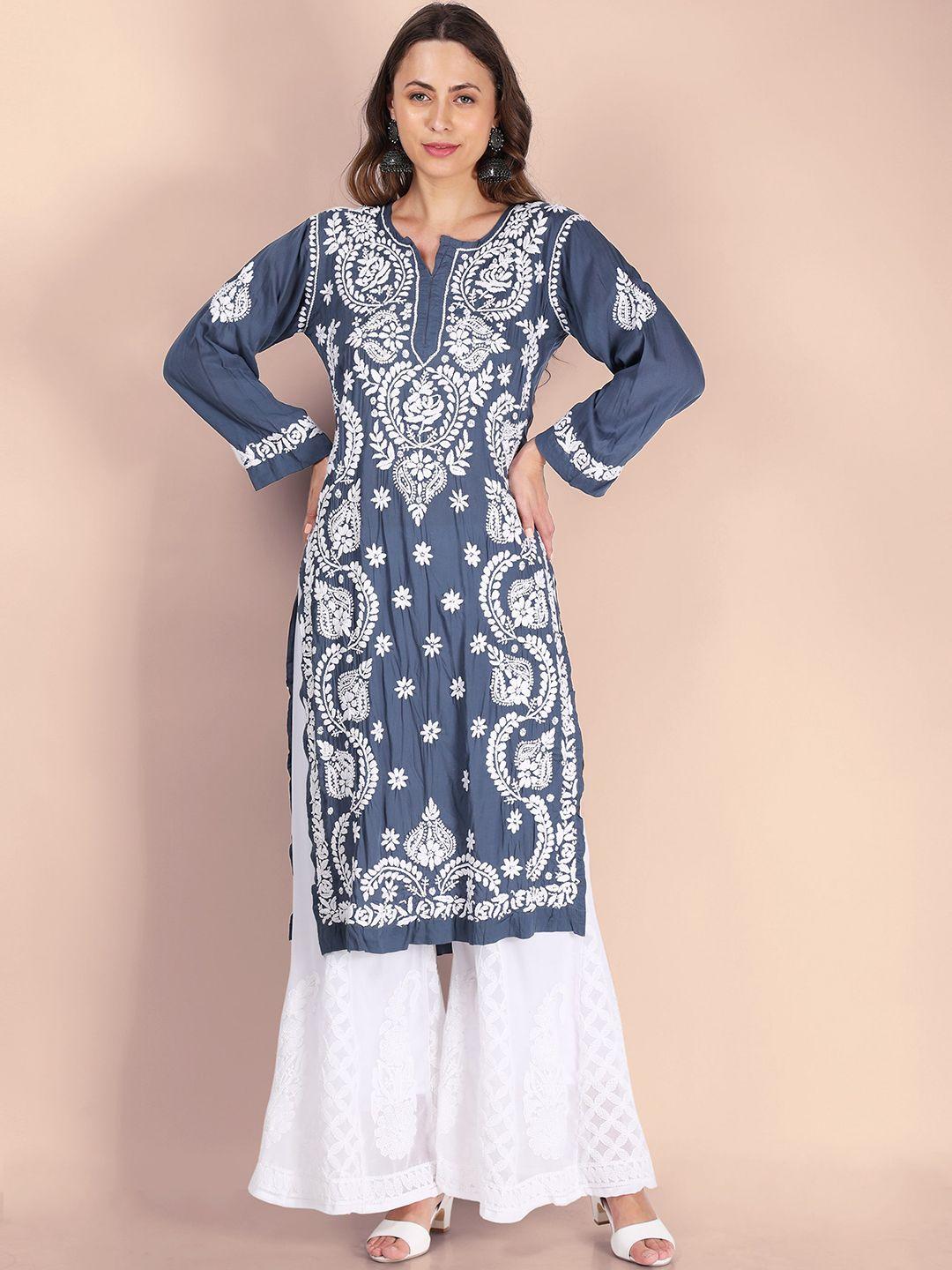 syrish ethnic motifs embroidered chikankari kurta