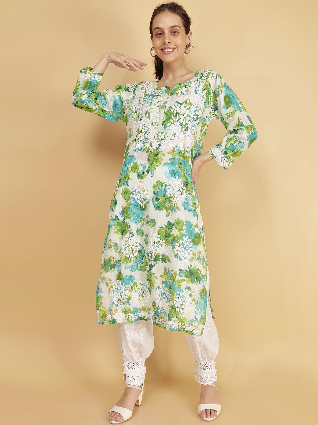 syrish floral printed cotton kurta